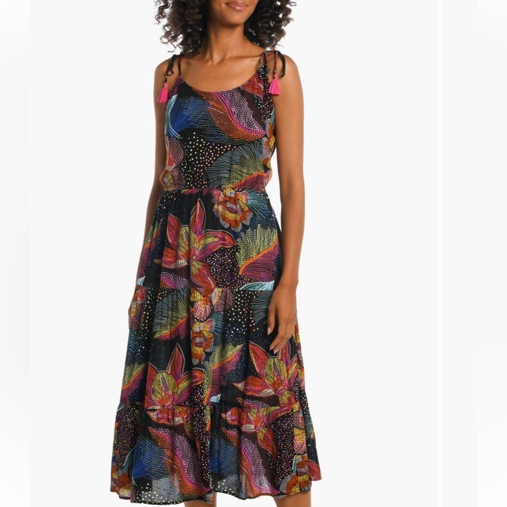 LaBlanca Sunlit Soriee Floral Multicolor Cover Up Maxi Dress size small - Picture 2 of 14